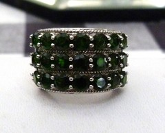 DESIGNER HT 4.85 CARATS CHROME DIOPSIDE GEMSTONE STERLING SILVER BAND RING SZ 9