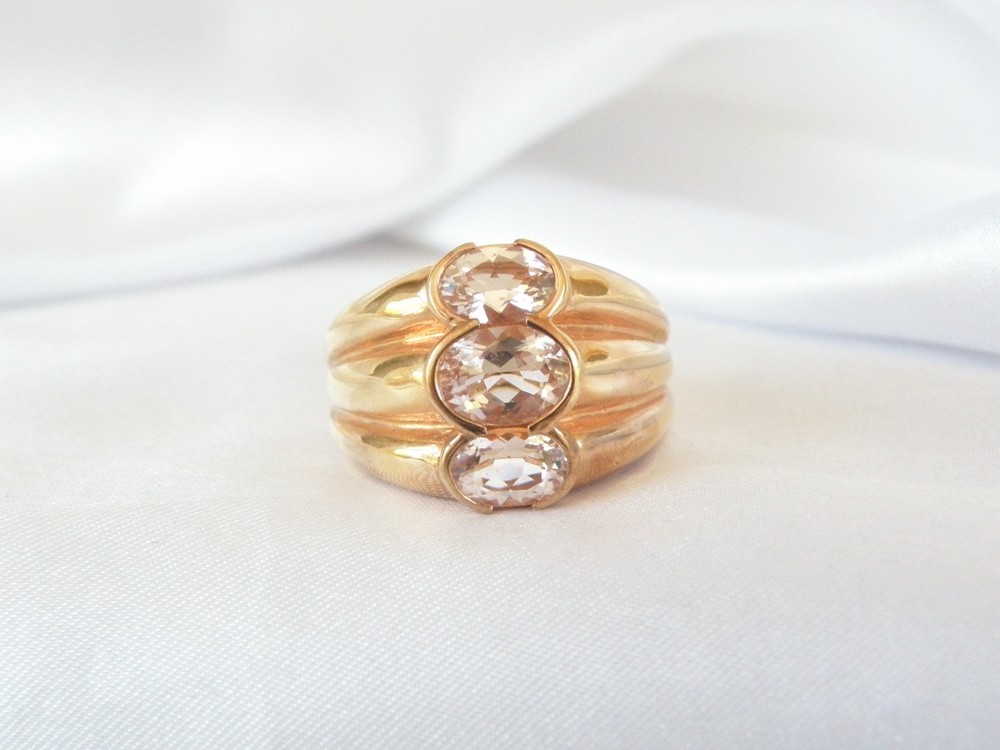 Sterling Silver 925 Gold on Natural Irradiated Morganite Ring Size 9