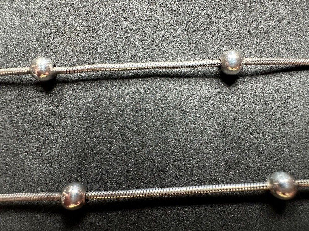 5.64g Vintage Sterling Silver 925 Beaded Snake Station Chain Necklace 18 in M
