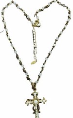 Noblesse Collection Signed VCLM Austrian Crystal Cross Necklace 18” Bead Chain