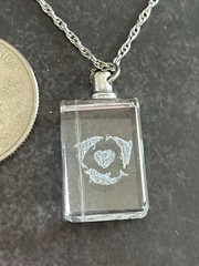 Vintage Dolphin Heart Clear Square Charm Silver Chain