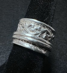 Vintage Didae Sterling Silver Spinner Ring Size 7.5 Wide Band 9.1g