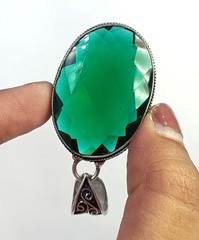 97.30 Ct Natural Green Emerald Pendant Oval Shape 925 Sterling Free Chain 6JGF
