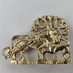 800 Silver Lion Brooch Gold Vermeil Italy [8123]