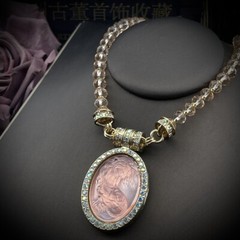 Medieval Retro Vintage Light Luxury Cute Mermaid Series Oval Magnetic Pendant