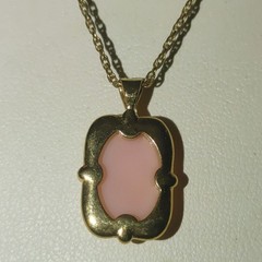 Crown Trifari Necklace Stamp Floral Cameo Pendant Gold Toned Vintage 1950 1970s