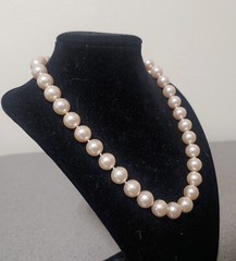 Faux Pearl Beaded Single Strand Choker Gold Tone Necklace 17.5″