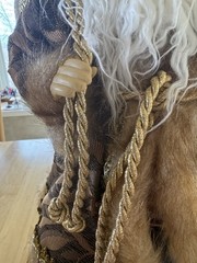 Old World Vintage Santa-Tapestry Gold Faux Fur-Stand Alone-18” Tall-Regal
