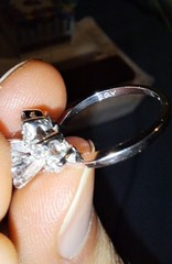 Ring sz 5 Good quality costume jewelry 18K HGE White Gold Electroplate Exc cond