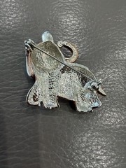 Vintage Silvertone Brown Rhinestone Elephant Brooch Pin