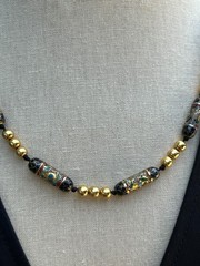 Stunning Vintage Chinese Cloisonne Tube Bead Necklace-Mint Condition