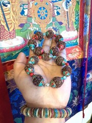 Vintage 2 Capped Rudraksha Beads Stretchable Yoga Bracelets Inlay With Stones🧘