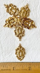 Jewelry Stamping – French raw brass gothic style pendant w/14K plate – 10 pcs.