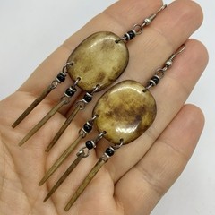 Vtg Boho Ethnic Tribal Chandelier Earrings Spike Dangles Statement Hook Long