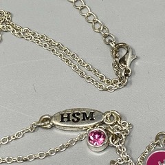 Disney High School Musical Charm Bracelet Necklace Set Silver Tone Heart Flower