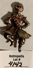 Vintage Brooch Pendant Gold Tone Russian Dancer Multicolor Cabochons