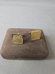 Vintage Mid-Century Modern Dante MCM Gold Tone Cufflinks & Tie Bar Clip
