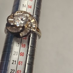 Vintage JAL CZ Crown Ring Size 8 Sterling Silver Gold Over Halo Statement Ring