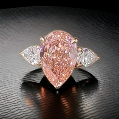14k Rose Gold Engagement Ring 10.77ct Lab Grown Pink Diamond Pear Shape IGI