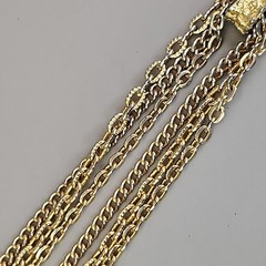 Vintage Celebrity Tassel Necklace Teardrop Imitation Pearl Layered Gold Tone 24″