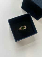 Vintage Green Cubic Zirconia Ring Gold Plated Womens Size 9