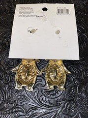 hildie & jo Penguin Earrings Rhinestones French Hook Back Christmas New