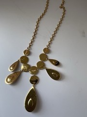 Ben Amun 22K Gold Plated Bib Necklace/ Teardrop Pendants/ Very Good Condition