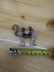 White Rhinestone Enamel Camel Brooch Pin Pendant