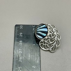 Sarah Coventry Vintage Carousel Earrings Blue Cabochon Silver Tone Filigree Clip