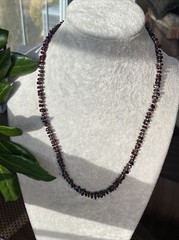 Genuine Almandine Garnet Free-Form Bead Necklace Bronze Bead Spacers Screw Clasp