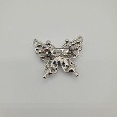 Vintage Small Silver Tone Butterfly Brooch with Clear and AB Rhinestones
