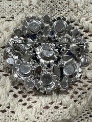HUGE Vtg Unsigned Juliana D&E Sapphire Blue Rhinestone Brooch Earrings Set 2.3″
