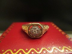 VINTAGE 10K YELLOW/WHITE GOLD DIAMOND FLORAL FILIGREE DOME RING Sz 6.25 – 2.88g