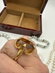 Vintage Jewelry Box Pineapple Design Filled with Vintage Jewelry Mixed Lot