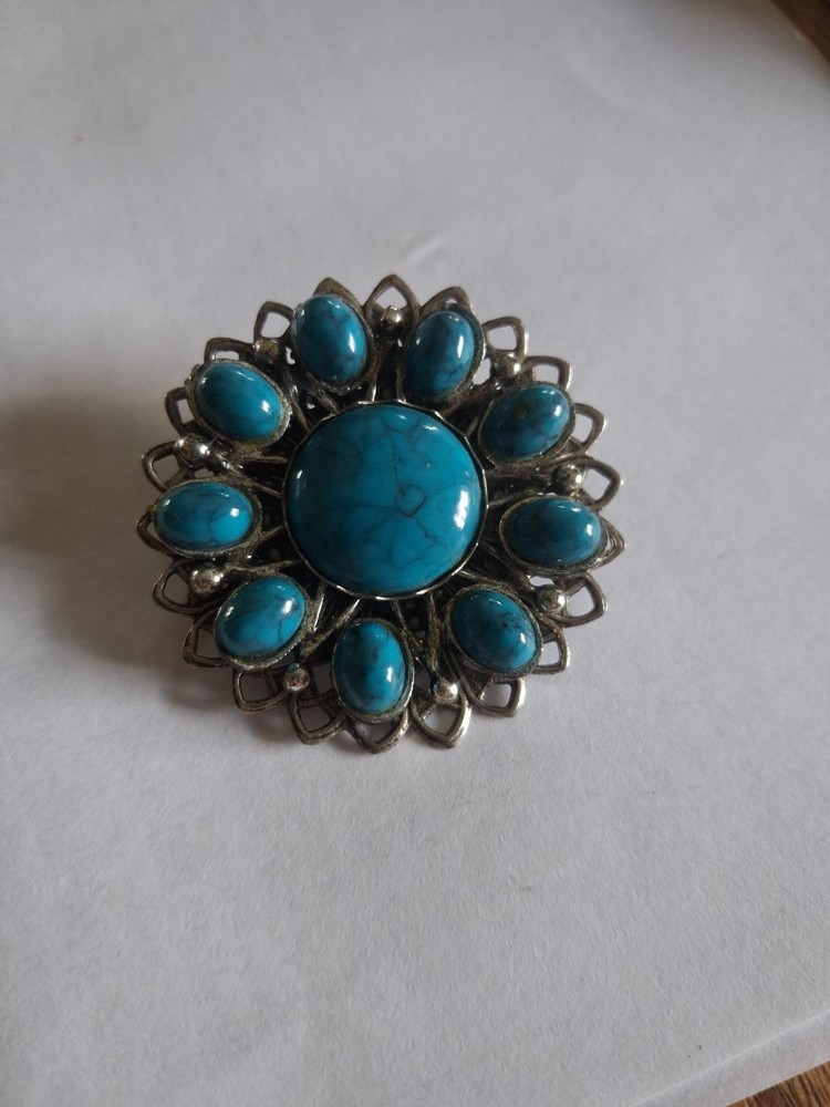Vintage Faux Turquoise Cabochon 70s Heirloom