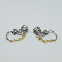 Antique Platinum Pendant Earrings With Natural Diamonds – 736