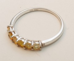 Size 11.75 Ethiopian Opal 6 Stone Thin Band Stacker Sterling Silver Ring S1067