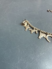 Vintage Silver Toned Western Theme Charm Bracelet 6.5 Inches