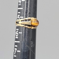 Vintage 585 14k Yellow Gold Ring Tigers Eye Stone 1.5 grams Size 5.5