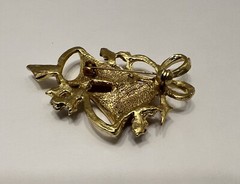 Vintage Red Enamel Christmas Holiday Jingle Bells Brooch Holiday Jewelry Pin