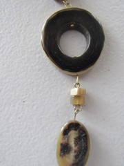 Vintage 1960’s Retro Flat Bone or Horn Disc Beaded Necklace 31″
