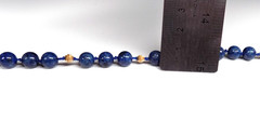 Vintage Lapis Lazuli Bracelet 14K Yellow Gold Clasp Etched Beads Hand Knotted 8″