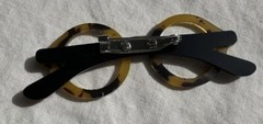 Round Tortoise Shell Eyeglasses With Black Back Brooch Pin