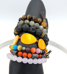 Vintage Gemstone Bracelets Stack LOT of 7 Stretch