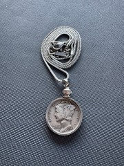 Beautiful Silver Mercury Dime Necklace • Authentic Silver Coin • 20in Adjustable