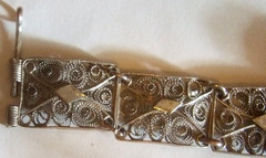 Silver Filigree Bracelet Elegant Estate Jewelry Vintage Style Seven Inches