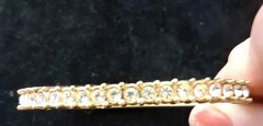 Swarovski Gold Tone Vintage Crystal Hinged Bangle Bracelet Side Closure