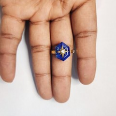Lapis Lazuli Antique 925 silver vintage Victorian art deco handmade ring gift