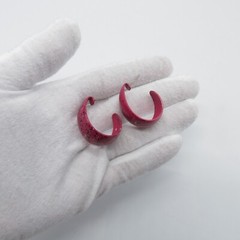 Pink Open Hoop Earrings Paint Splatter Funky Retro