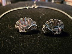Vintage Glamour Jewelry 1940s-1950s by Lustern. Necklace and Earrings Set